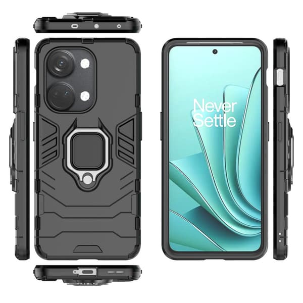 SKALO OnePlus Nord 3 5G / Ace 2V Armor Hybrid metal ring cover - Sort
