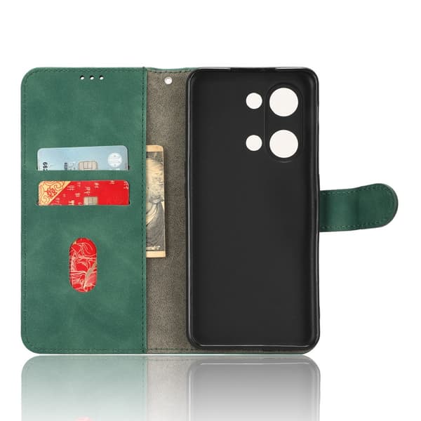 SKALO OnePlus Nord 3 5G / Ace 2V Matt PU Nahka lompakkokotelo - Vihreä