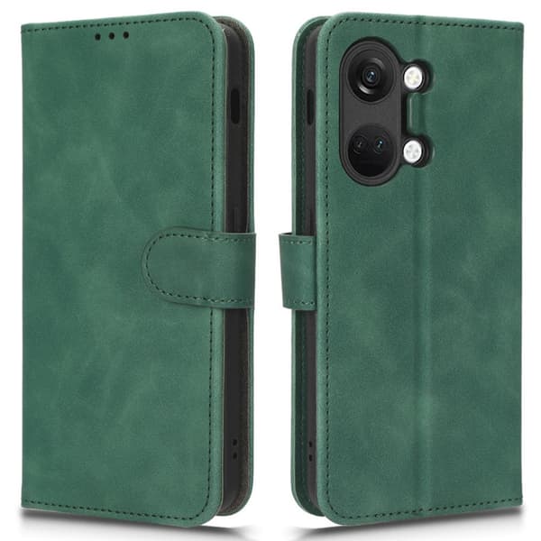 SKALO OnePlus Nord 3 5G / Ace 2V Matt PU Nahka lompakkokotelo - Vihreä