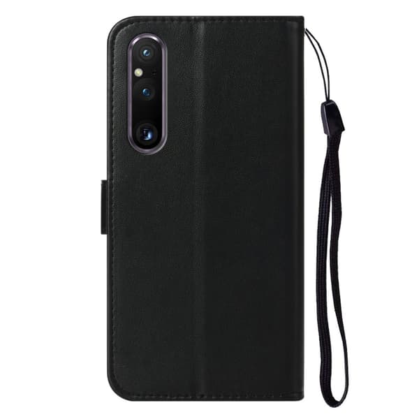 SKALO Sony Xperia 1 V Flip Cover m. pung i PU-læder - Sort