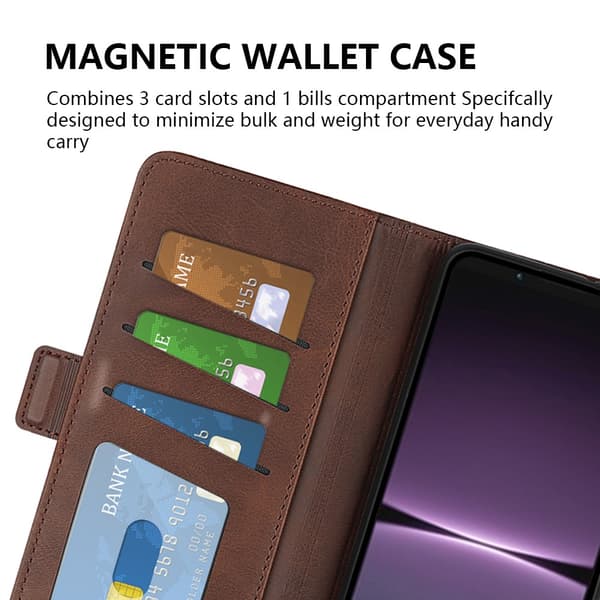 SKALO Sony Xperia 1 V Premium Wallet Flip Cover - Blå