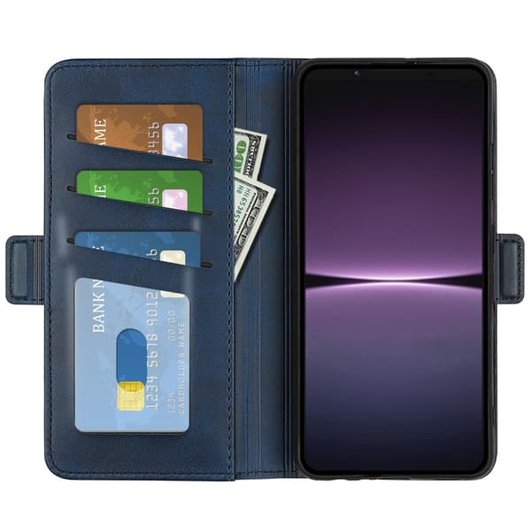 SKALO Sony Xperia 1 V Premium Wallet Flip Cover - Blå