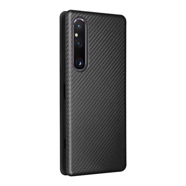SKALO Sony Xperia 1 V Carbon Fiber Plånboksfodral - Svart