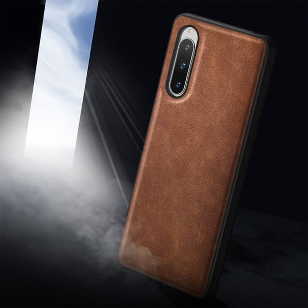 SKALO Sony Xperia 10 V PU-læder Hybrid Cover - Brun