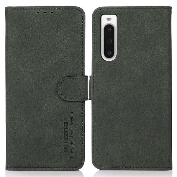 SKALO Sony Xperia 10 V KHAZNEH Lompakkokotelo PU-nahasta - Vihreä