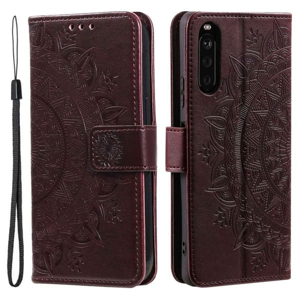 SKALO Sony Xperia 10 V Mandala lompakkokotelo - Ruskea