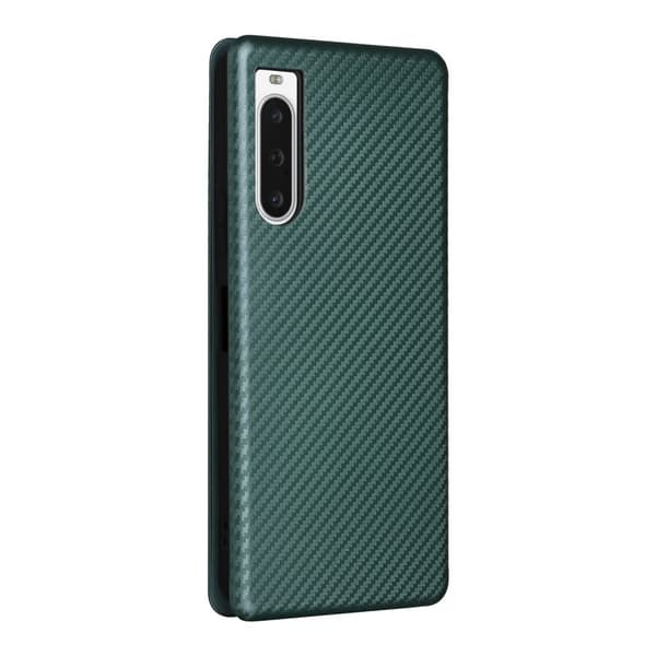 SKALO Sony Xperia 10 V Carbon Fiber Plånboksfodral - Grön