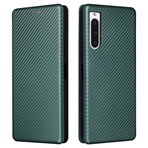 SKALO Sony Xperia 10 V Carbon Fiber Plånboksfodral - Grön