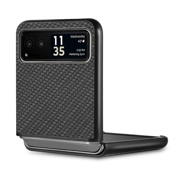 SKALO Motorola Razr 40 5G Carbon Fiber Fold Suojakuori - Musta