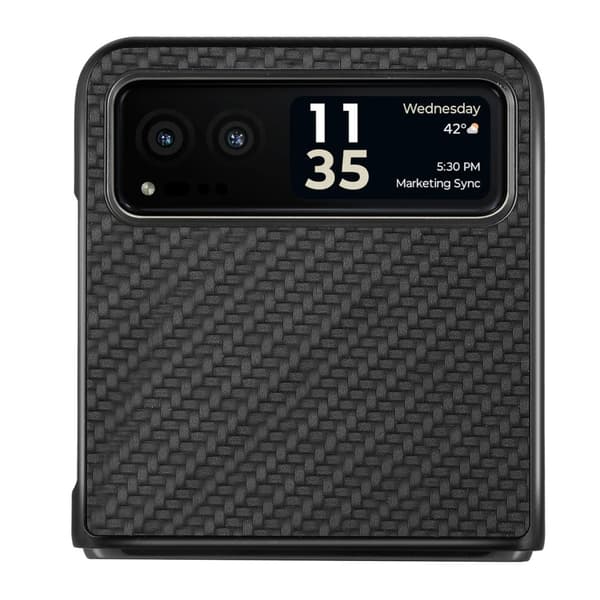 SKALO Motorola Razr 40 5G Carbon Fiber Fold Suojakuori - Musta