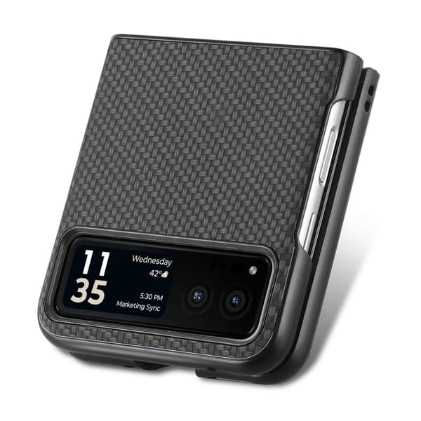 SKALO Motorola Razr 40 5G Carbon Fiber Fold Suojakuori - Musta