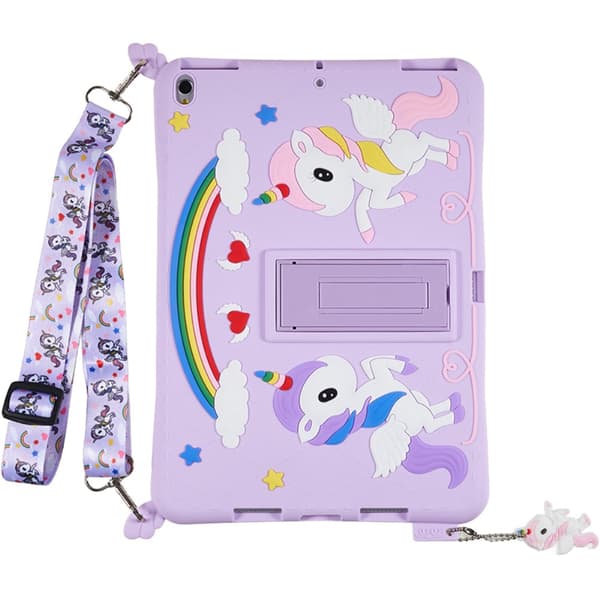 SKALO iPad 10.2 Stødresistent Unicorn Rainbow silikone Cover - Lilla