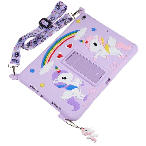 SKALO iPad 10.2 Stødresistent Unicorn Rainbow silikone Cover - Lilla