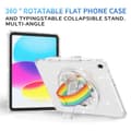 Pikkukuva 2 / 9: SKALO iPad 10.2 Armor Rainbow Glitter Kahva/Tripod Suojakuori - Valkoinen