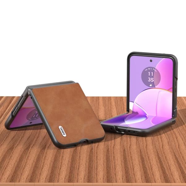 SKALO Motorola Razr 40 5G ABEEL PU-Läder Fold Skal - Brun