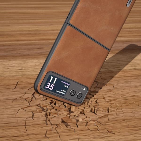 SKALO Motorola Razr 40 5G ABEEL PU-Läder Fold Skal - Brun