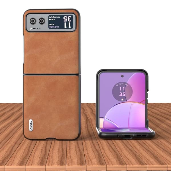 SKALO Motorola Razr 40 5G ABEEL PU-Läder Fold Skal - Brun