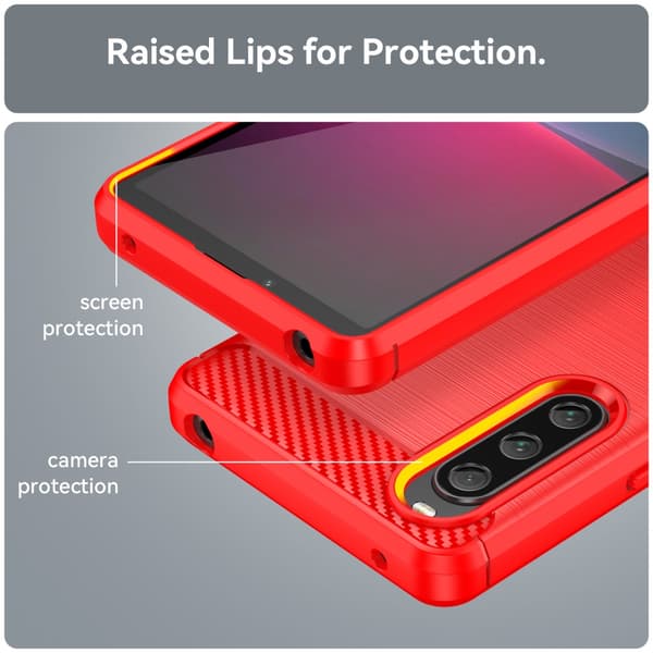 SKALO Sony Xperia 10 V Armor Carbon Stødsikker TPU-cover