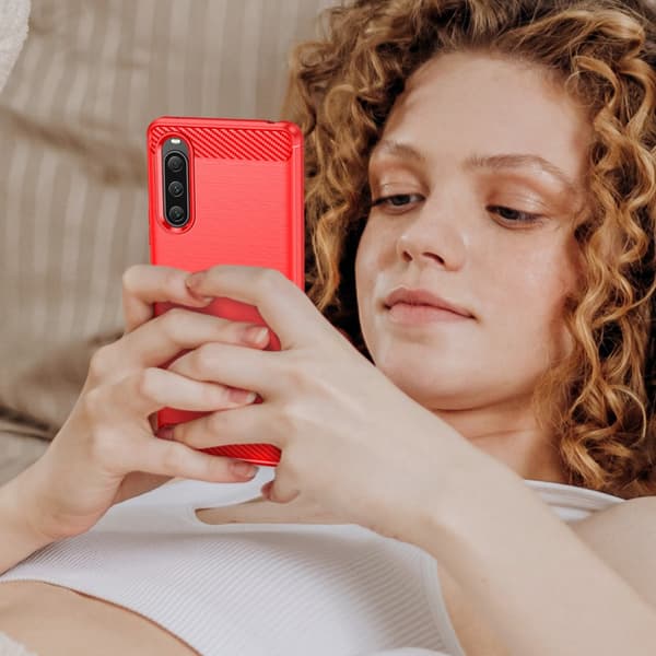 SKALO Sony Xperia 10 V Armor Carbon Stødsikker TPU-cover