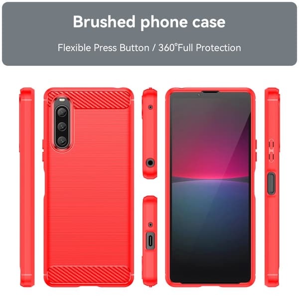 SKALO Sony Xperia 10 V Armor Carbon Stødsikker TPU-cover