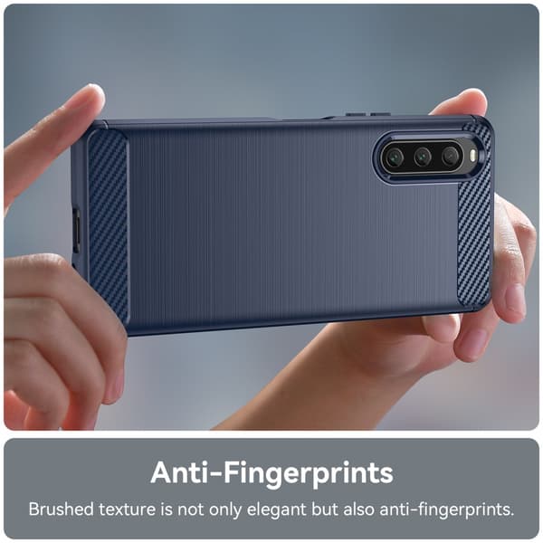 SKALO Sony Xperia 10 V Armor Carbon Iskunkestävä TPU suojakuori