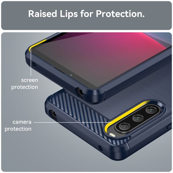 SKALO Sony Xperia 10 V Armor Carbon Iskunkestävä TPU suojakuori