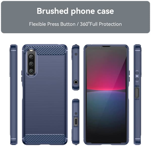 SKALO Sony Xperia 10 V Armor Carbon Iskunkestävä TPU suojakuori