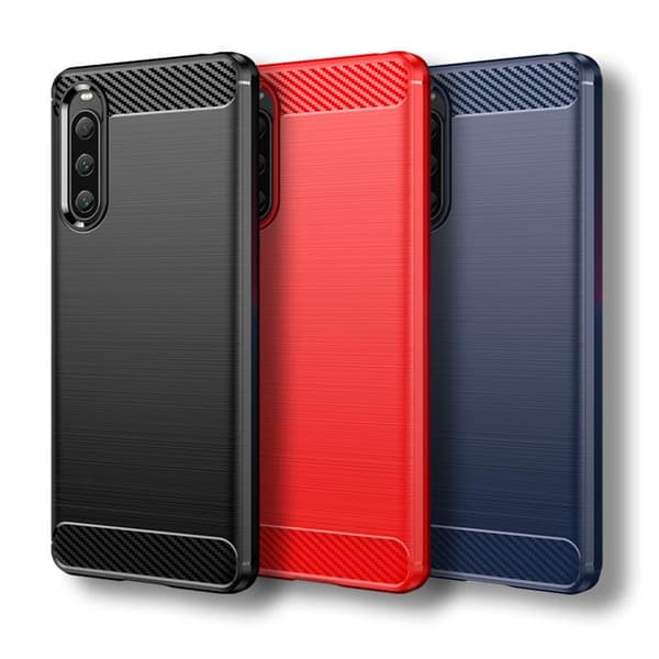 SKALO Sony Xperia 10 V Armor Carbon Iskunkestävä TPU suojakuori