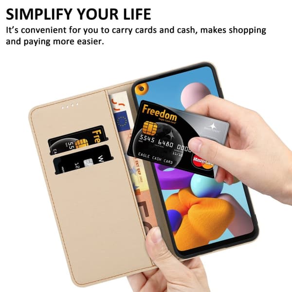 Samsung Galaxy A21s Skal Plånboksfodral Mobilskydd Fodral Case med magnetisk stängning, ståfunktion och kortficka