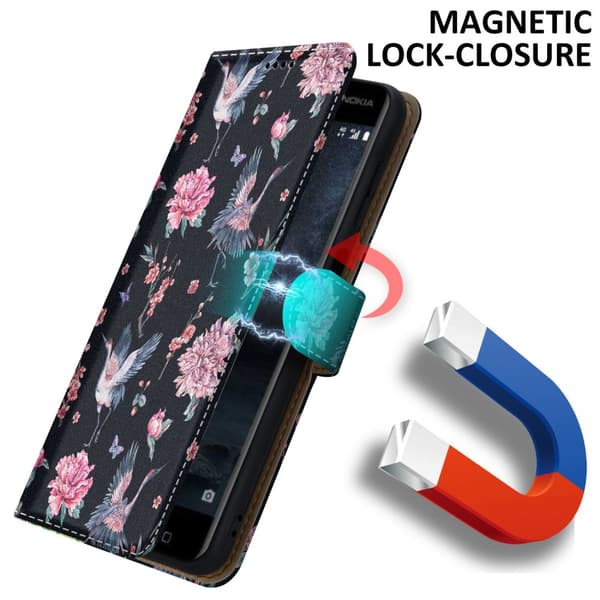 Nokia 6.1 Suojakotelo Lompakkokotelo Matkapuhelinkotelo Suojakuori jossa on magneettisuljenta, jalusta ja korttipaikka