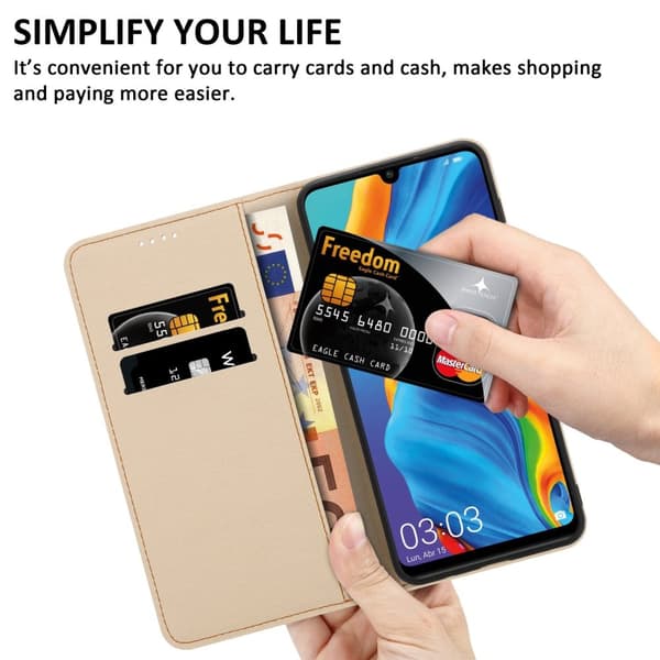 Lommebokdeksel til Huawei P30 LITE Beskyttelsesetui med magnetisk lukking, stativfunksjon og kortspor