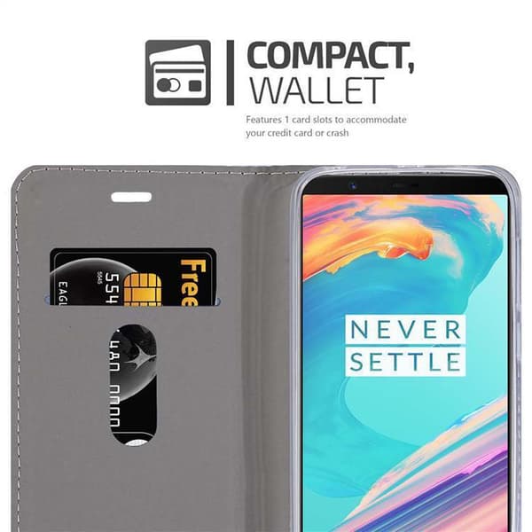 OnePlus 5T Skal Plånboksfodral med magnetisk stängning, ståfunktion och kortficka