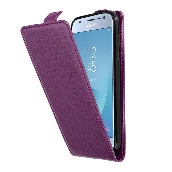 Deksel til Samsung Galaxy J3 2017 Flip Etui laget av strukturert kunstskinn BORDEAUX LILLA