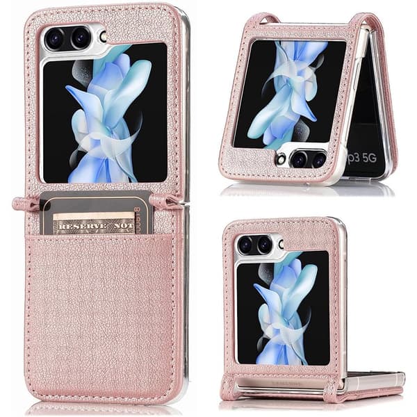 Læder cover med kortplads Samsung Galaxy Z Flip 5 - Rose