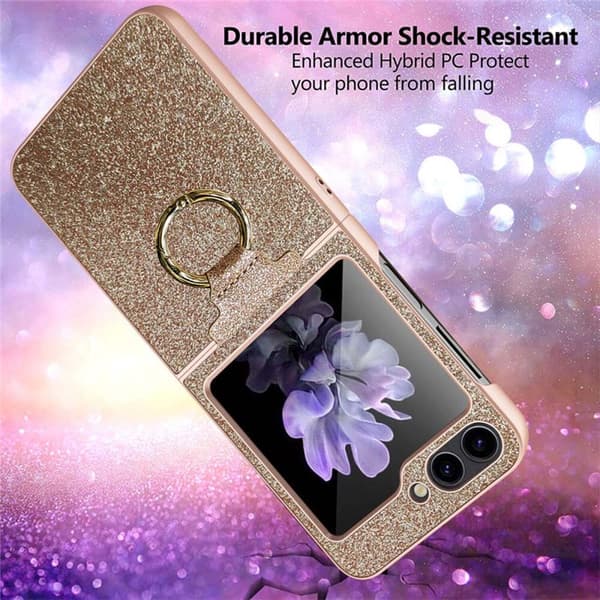 Glitter Ring Deksel Samsung Galaxy Z Flip 5 - Gull