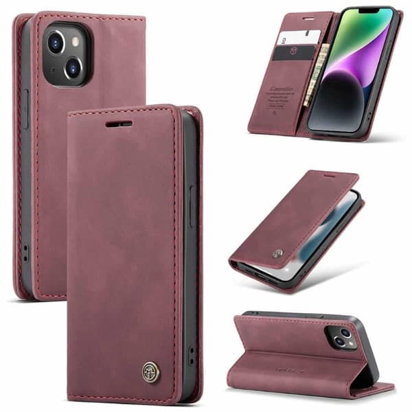 CaseMe Smart Magnet FlipCase Apple iPhone 15 - Vinrød