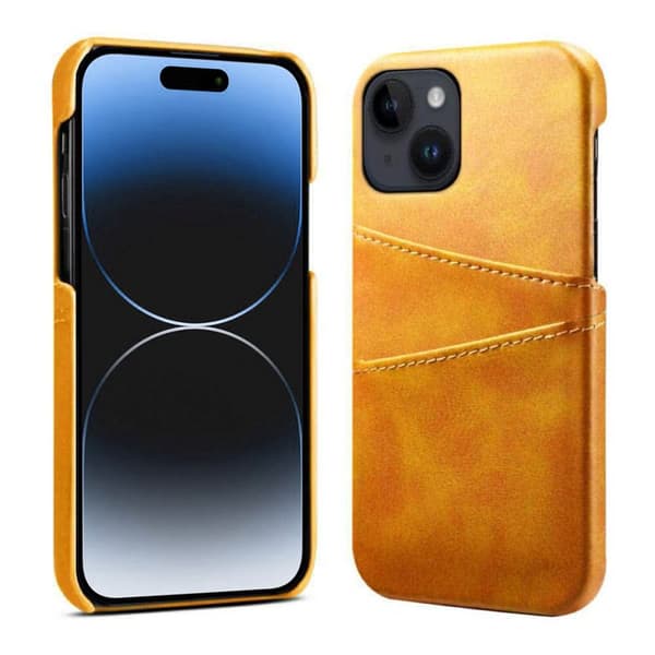 Retro kuori korttipaikalla Apple iPhone 15 - Keltainen