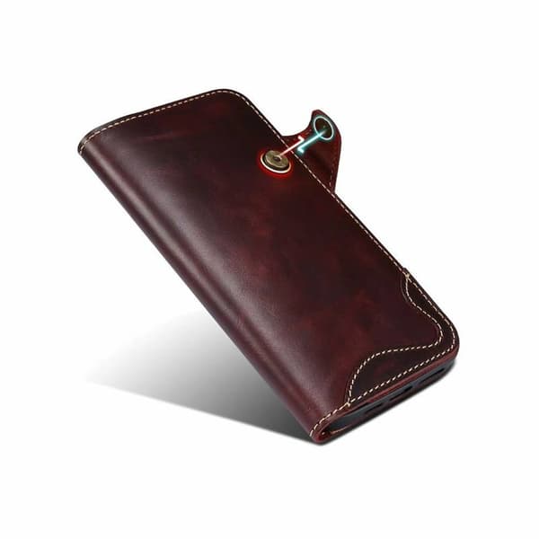 Lompakkokotelo 3-kortti aitoa nahkaa Apple iPhone 15 - Häränverinen