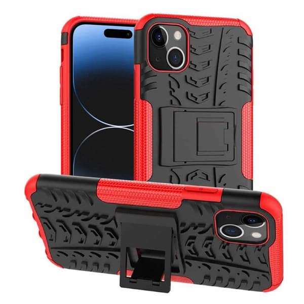 Stødbestandigt cover med stander Apple iPhone 15 Plus - Rød