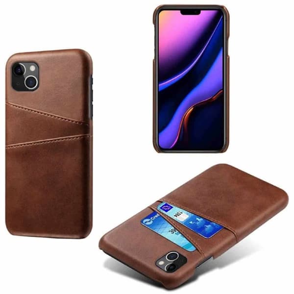 Retro cover med kortholder Apple iPhone 15 Plus - Brun