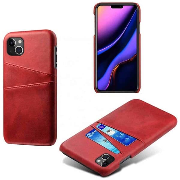 Retro kuori korttipaikalla Apple iPhone 15 Plus - Punainen