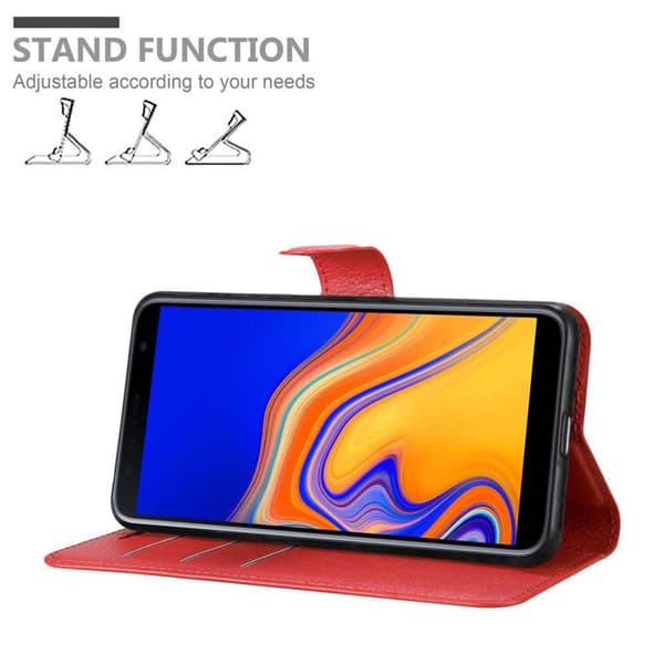Samsung Galaxy J6 PLUS Suojakotelo Lompakkokotelo Matkapuhelinkotelo Suojakuori jossa magneettisuljenta, jalusta-toiminto ja korttitasku