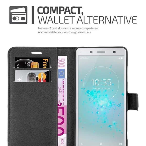 Sony Xperia XZ2 COMPACT Suojakotelo Lompakkokotelo Matkapuhelinkotelo Suojakuori jossa magneettisuljenta, jalusta-toiminto ja korttitasku