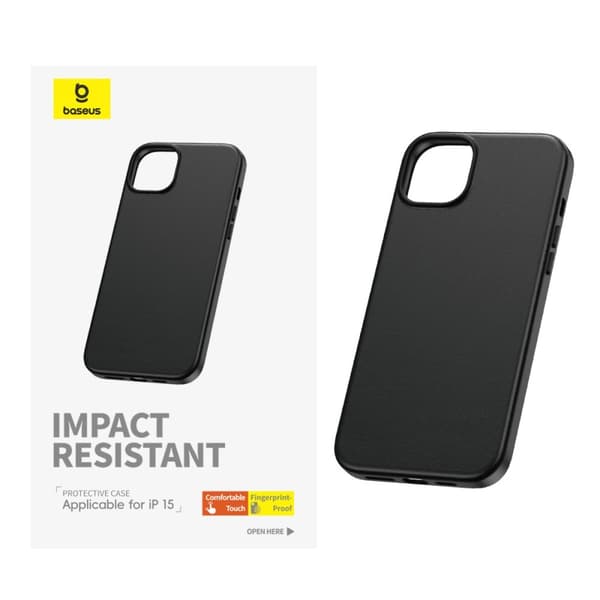 Baseus iPhone 15 Kuori Fauxther Series Musta