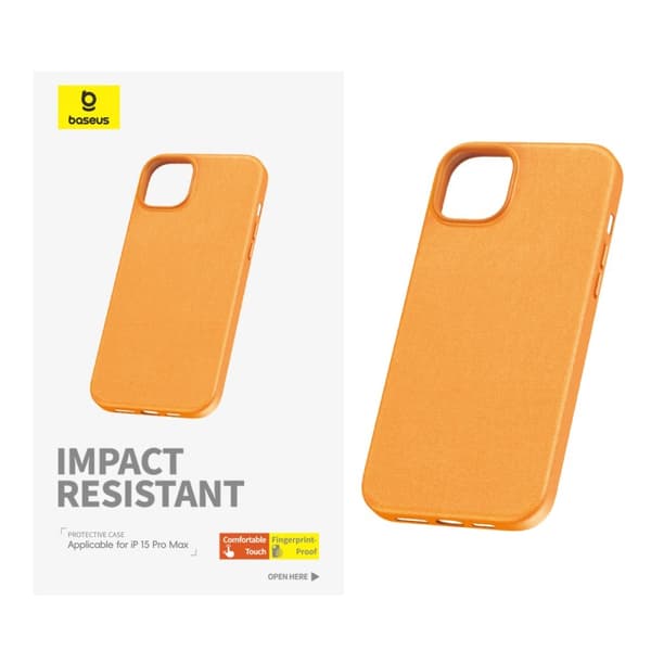Baseus iPhone 15 Pro Max Kuori Fauxther Series Oranssi