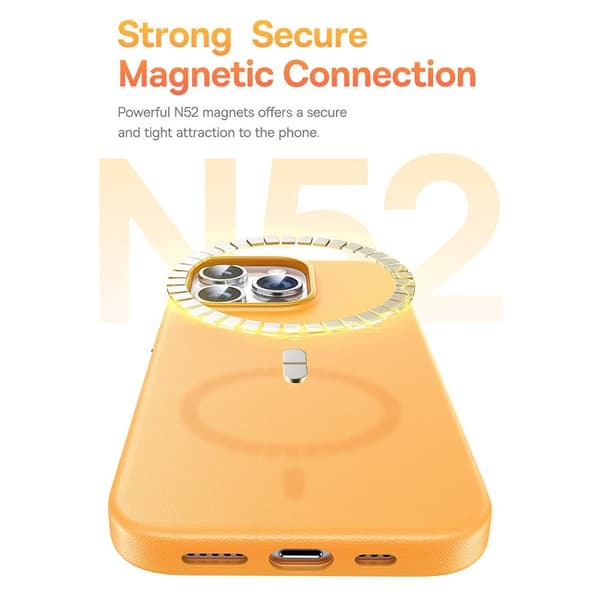 Baseus iPhone 15 Pro Max Kuori Fauxther Series MagSafe Oranssi