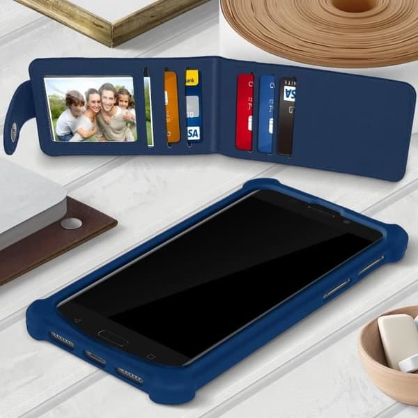 Smartphone-fodral - Universell - Silikon - Inbyggt kortfack - 5,3" till 5,5" - Mörknatt XXL
