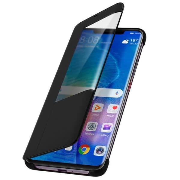 Hus - AVIZAR - Huawei Mate 20 Pro - Hård Skal - Stort Genomskinligt Fönster - Svart
