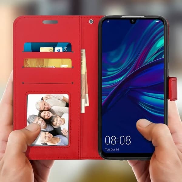 Hus - Huawei - P Smart 2019 - Kortfodral - Ekoleder - Röd