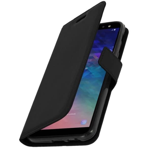 Smartphone-fodral - Samsung - Galaxy A6 - Ekologiskt skinn - Svart - Stödfunktion
